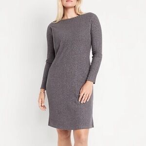 Old Navy Gray Ribbed Knit Dress